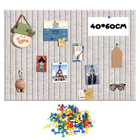 Tableau d'affichage en feutre 60 x 40 cm - Tableau d'affichage décoratif en feutre autocollant - Tableau d'affichage photo avec