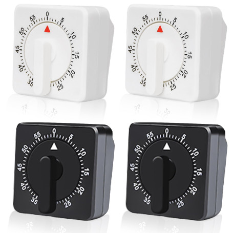 Lot de 4 minuteurs de cuisine mécaniques : 60 minutes avec alarme puissante