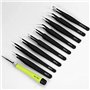 Umiten 10 pcs ESD pince à épiler kit, Precision Multi-normes non-magnétique anti-statique Ensemble de pinces en acier inoxydable