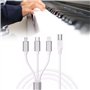 Câble Midi 3 en 1 USB C vers USB B - 1 m - Câble USB OTG de type C vers USB B - Pour iPhone
