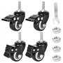 Lot de 4 roulettes de meuble de 40 mm : vis M8 x 25 mm Roulettes fixes M8 Roulettes pivotantes pour meubles avec frein