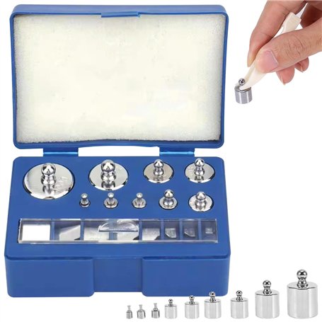 Lot de 17 poids de calibrage de précision en acier inoxydable - Kit de poids d'étalonnage pour balances de bijoux numériques - 1