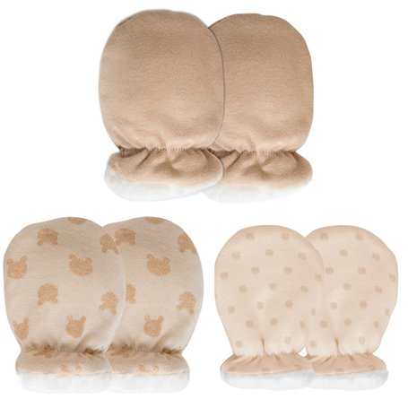 Lot de 3 paires de moufles pour bébé - En coton doux - Moufles chaudes - Chauffe-mains - Anti-rayures - Doublées - Pour bébé de