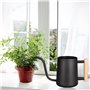 Arrosoir d'intérieur en acier inoxydable noir de 1 l, avec long bec et poignée en bois confortable, outil pour la culture de fle