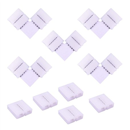 BoHong 5pcs Connecteur sans soudure à Bande LED RGBW de 12mm de Large + 5pcs Connecteur d'angle Ruban LED RGBW de 12 mm de Large