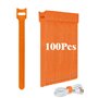 Ruayia Lot de 100 serre-câbles auto-adhésifs réutilisables 12 x 150 mm - Câble de charge Hook & Loop Tape - Orange