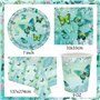 Vaisselle de fête d'anniversaire pour fille Motif fleurs et papillons Vert printanier 61 pièces comprend assiettes en carton, go