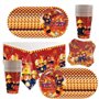 Doyomtoy Set de table de fête pour enfants Vaisselle pour fête d'anniversaire sur le thème des pompiers 61 pièces - assiettes