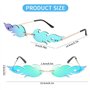 Udbrud Lunette de Soleil en Forme de Flamme, 4 Pièces Feu Lunettes de Soleil Sans Monture Lunette de Soleil Femme Flamme pour Fe