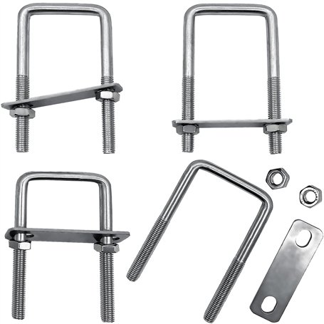4 Pcs Boulons en U Carrés Acier Inoxydable 304 M8 100 x 52 mm Carré en U Tube avec écrous