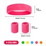 Riisoyu Bandeau Fluo Annee 80 Accessoire, 15 Pièces Ensemble de Bandeau de Sport Serre-Poignets Sports Sweatbands Absorbants Ann