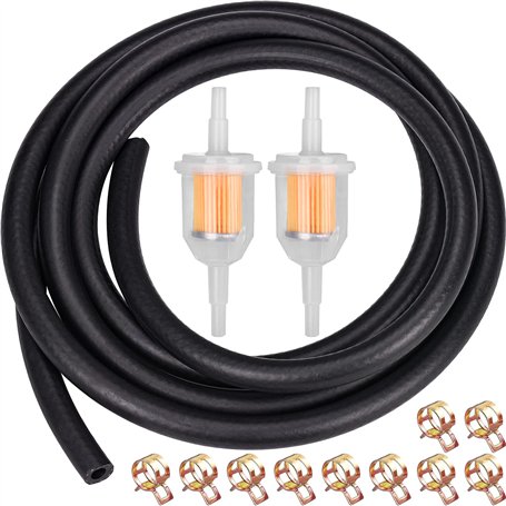 Kit Durite Essence - 2m Ø 6mm Conduite de Carburant + 2 Filtres à Carburant + 10 Colliers de Serrage pour Moteurs Kawasaki