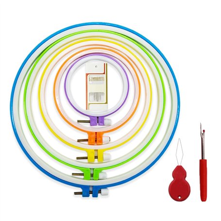 5 tailles - Cerceau à broder en plastique coloré - Kit de cerceau à broder rond - En plastique - Cercle - Pour le bricolage