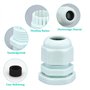 Lot de 6 presse-étoupes M20 étanches - Entrée de câble - Gris - Presse-étoupes réglables - Pour extérieur et jardin
