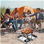 Grille de Barbecue Pliable Foyer de Feu de Camp Portable Barbecue au Charbon de Bois Relevabl