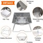 KAHEIGN Foyer en Acier Inoxydable, Grille de Barbecue Pliable Foyer de Feu de Camp Portable Barbecue au Charbon de Bois Relevabl