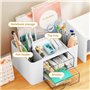 KAHEIGN Organisateur de Bureau avec 2 Tiroirs, 19CM x 14CM Organisateur de Bureau Multifonctionnel Porte-Stylo de Grande Capacit
