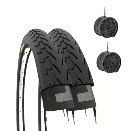 Ecovelò Noirs 2 pneus 700 x 35 Chambres Adulte Unisexe