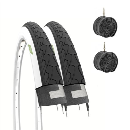 2 pneus 700 x 35 C (37-622) + chambres pneus routiers en caoutchouc Bianconeri 28 1 5/8 3/8 City Bike Trekking
