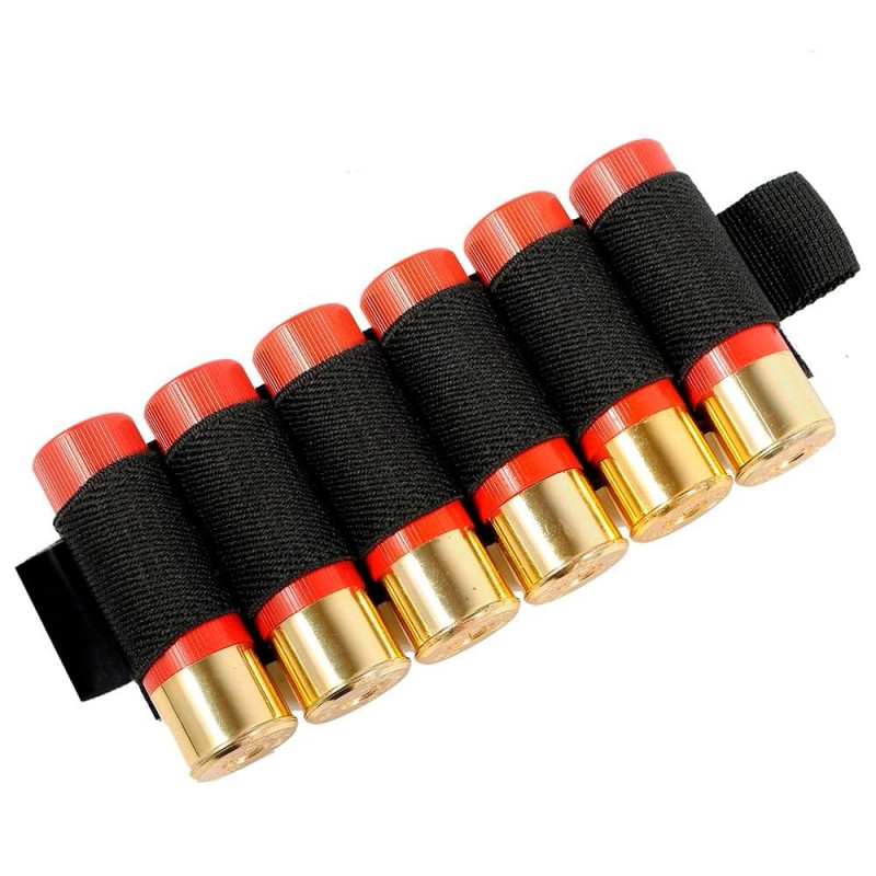Pochette De Munitions Pour Crosse De Fusil - 8 Cartouches 12/20 Cal, Nylon, Noir