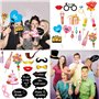 VEGCOO 52 Pièces Kit d'accessoires de Photomaton de Mariage, Accessoires de Photobooth de Fête pour Fiançailles, Mariage, Fêtes 