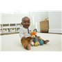 Infantino - Peluche Renard - Jouet Sensoriel Bébé - Matières variées - Hochet et Anneau de Dentition intégrée - Se Fixe Partout