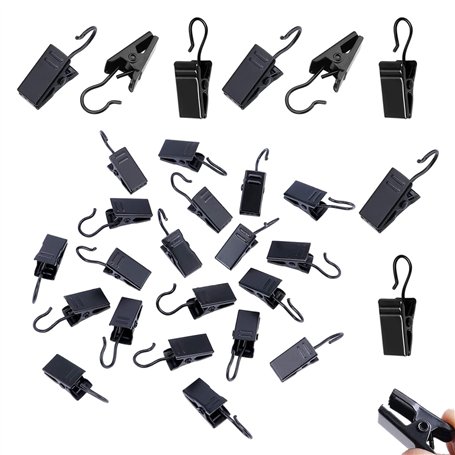60 Pièces Pinces à Rideaux en Métal Clips de Rideau en Acier Inoxydable avec Crochets Pince Attache Rideau pour Draperie