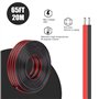 ADNEWX 22AWG Cable Electrique Souple, 20m Fil Electrique 12v 2 Conducteur Rouge Noir Fil Voiture pour LED Ruban Lampe Bande et C