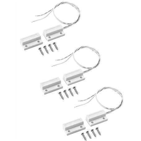 QWORK® 3Pcs MC-38 Capteurs d'alarme de porte et fenêtre câblé en retrait