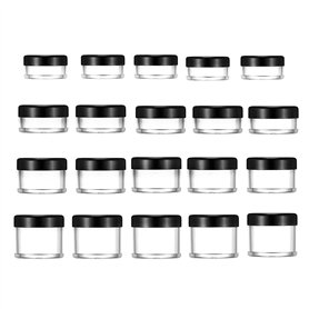 20pcs 4 Tailles Noir Contenants Cosmétiques(5g,10g,15g,20g) Pots Ronds Clairs Vides Pots D'échantillons de Voyage pour Lotion,Ba 20pcs 4 Tailles Noir Contenants Cosmétiques(5g