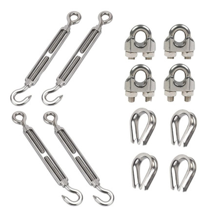 Pamtns Tendeur Inox Serre Cable Inox kit de Tension Corde en Acier Inoxydable à Suspendre Kit Kit de Garde Corps Inox Manchons d