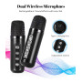 Machine de karaoké, Portable Enceinte Karaoke Bluetooth avec 2 Microphones sans Fil, Micro Karaoke Système pour Enfants avec lum