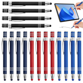 LEKEFETO Lot de 16 stylos à bille avec stylet : 4 couleurs 2 en 1