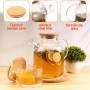 Kasanni Theiere Verre 1.8l Couverture en Bois Avec Filtre RéSistant au Froid et à la Chaleur, AntidéFlagrant Verre Borosilicaté 