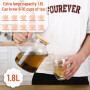 Kasanni Theiere Verre 1.8l Couverture en Bois Avec Filtre RéSistant au Froid et à la Chaleur, AntidéFlagrant Verre Borosilicaté 