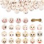 Wenrescry 110pcs Perles en bois avec visage