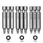 Mesee 9pcs Embouts de Tournevis à Tête Carrée 50mm de Tige Hexagonale 1/4" en S2 acier SQ1 SQ2 SQ3 Kit Embout de Vissage de Tige