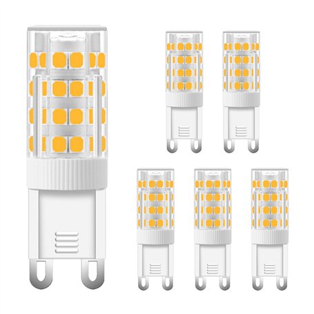 Vinmooog ampoule g9 led 5W (5pcs) équivaut à 40 watts halogène G9 500LM 3000K Lumière blanc chaud 220V Sans scintillement Non-di