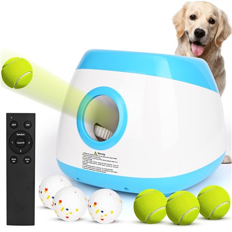 Rawhui Lanceur de Balle pour Chien Automatique Jeu Intelligence Chien Balles de Tennis pour Chiens de Grand et Moyenne Taille