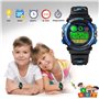 Montres Enfants garçons, Montre numérique Digitale 5 étanche 12/24H/chronomètre/EL colorée, électroniques Montres Bracelets garç