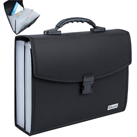 Uquelic Dossier extensible 26 poches – Boucle durable améliorée avec poignée ergonomique – Grand organiseur de fichiers extensib