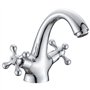Mitigeur de lavabo monobloc traditionnel victorien vintage chromé double poignée en croix