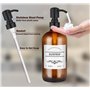 Lot de 2 distributeurs de savon en verre ambré, distributeur de savon rechargeable en verre avec pompe en acier inoxydable, cont