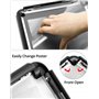 QWORK® DIN A4 Porte-Affiche en Aluminium - Cadre Clic-Clac Rotatif à 360° - Coin Sûr - Hauteur Réglable 75~120cm (Noir, A4)