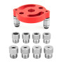 QWORK® Kit de recherche de centre de travail pour le bois, localisateur de guide de perçage avec douilles de perçage 3/4/5/6/7/8