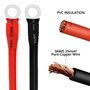 QWORK® Câble de Batterie de 1 mètre Rouge et Noir 3AWG 25mm² avec fiches de bornes de Batterie - 12V-24V Max.125A - pour Voiture