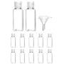 QWORK® Lot de 12 flacons de voyage de 50 ml, mini bouteille plastique, transparents, avec petit entonnoir pour shampooing, gel d