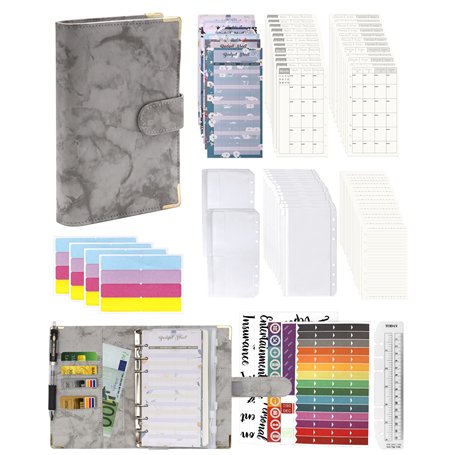 Lot de 92 classeurs à anneaux A6 - En cuir - 6 trous - Pour ordinateur portable - Avec carte budgétaire