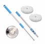 Manche à Balai Télescopique 360° Spin Balai Serpillère avec 2 Tête de Balai à Franges de Rechange 100% Microfibre