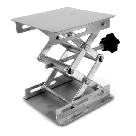 Cric de laboratoire en acier inoxydable - Support de laboratoire - Cric ciseau pour lab-Lift - Contrôle manuel - 4 x 100 mm